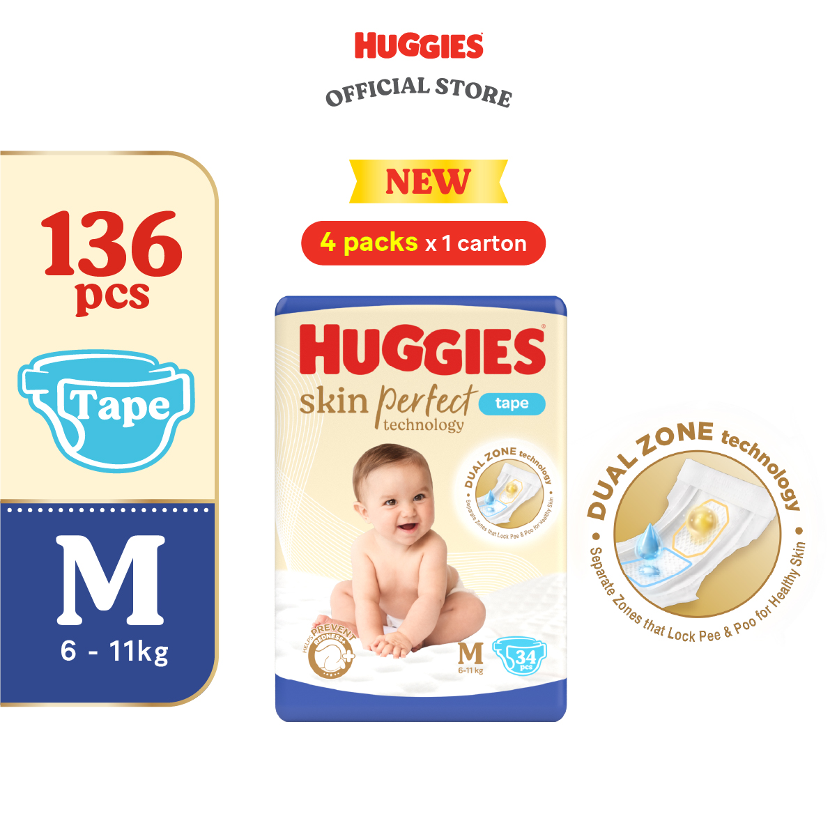 Drop 14.1%: Huggies Skin Perfect 4pk