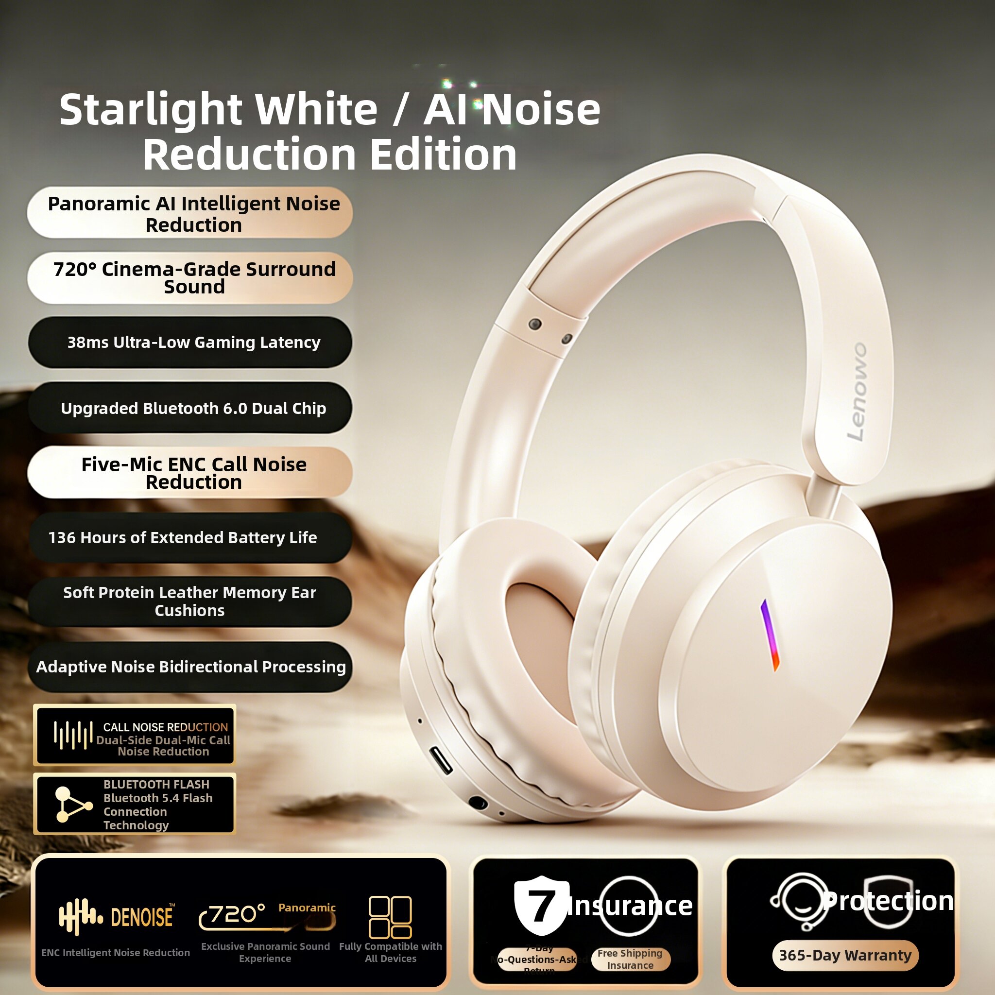11.8% Drop: Lenovo Over-Ear BT Headset