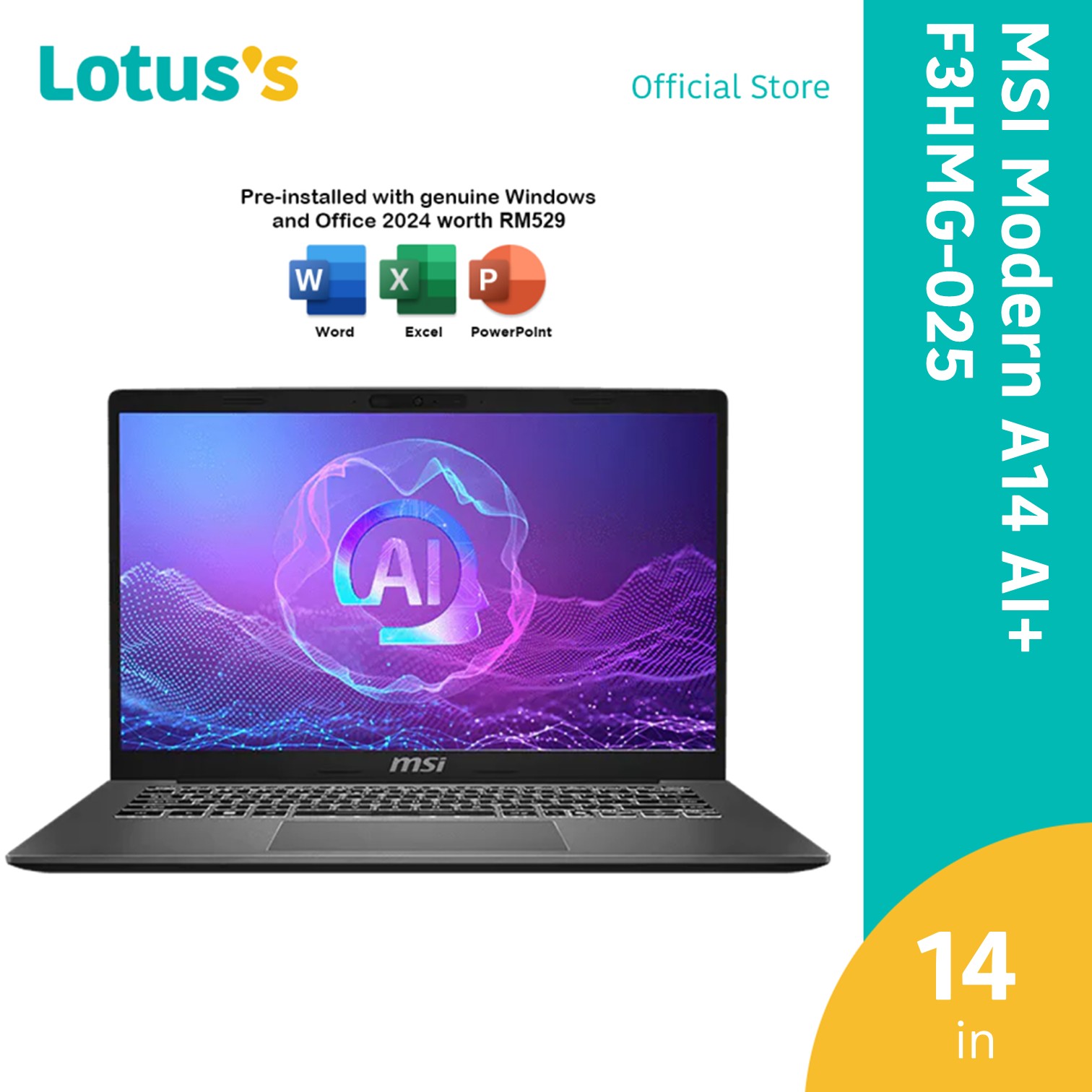 Drop 16.7%: MSI Modern A14 AI+ 14" FHD