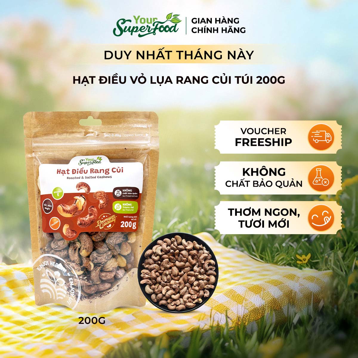 Giá vừa giảm: Hạt Điều Rang Củi Loại