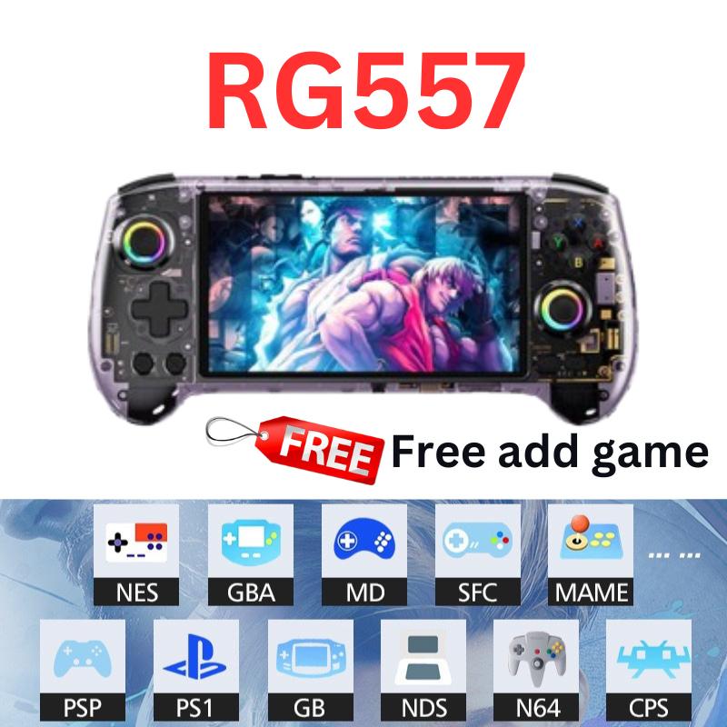Anbernic RG557 Konsol Permainan Pegang Tangan Dimensity 8300 ANDROID 14 5.48" AMOLED 1080P 3D HALL Stick Dengan 12GB RAM & 256GB Storage Sokong RixelHK & Game Lain Percuma