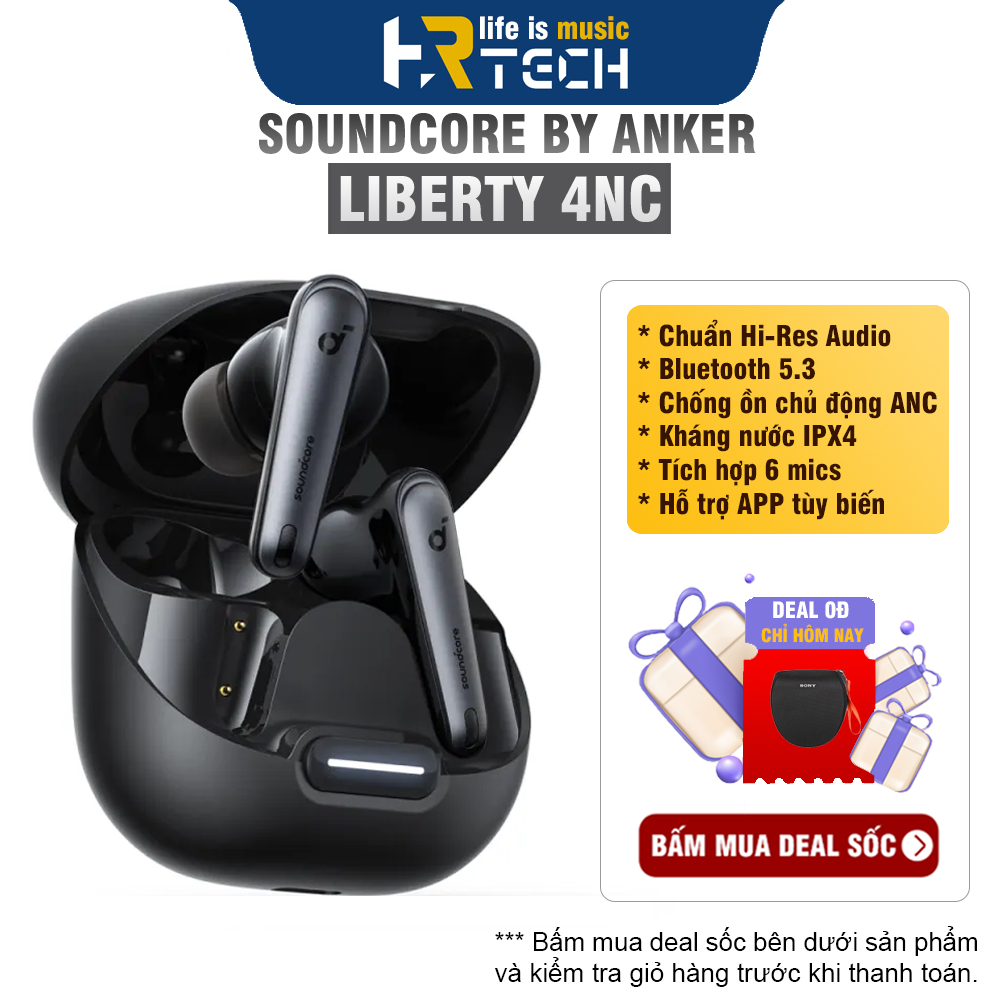 Soundcore By Anker Liberty 4 NC True Wireless Headphones Noise Canceling HiRes Audio LDAC 50h Battery Liberty 4NC
