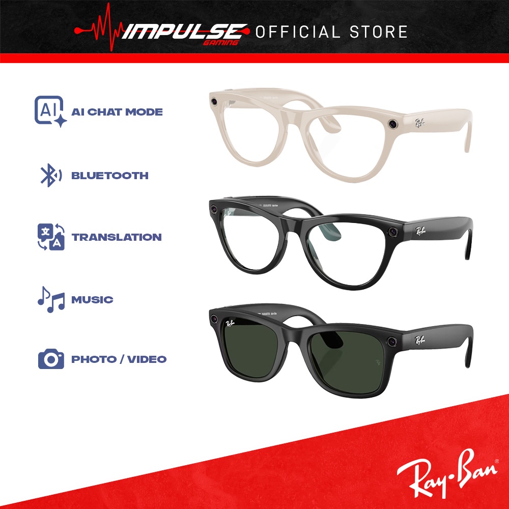 [READY STOCK] Ray-Ban | Meta Headliner, Skyler, Wayfarer Smart Glasses (Polar Green, Gradient Cinnamon, Graphite)
