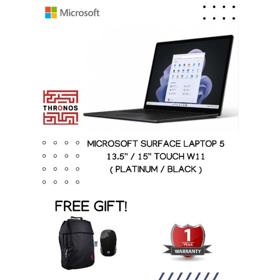 Microsoft Surface Laptop 5 13.5'' / 15'' Touch W11 ( Platinum / Black )