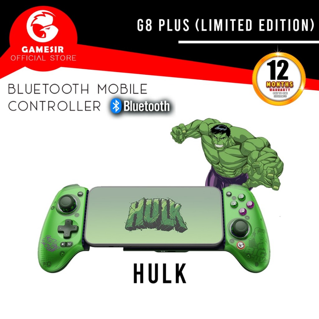 Gamesir G8 Plus G8+ Gamepad Bluetooth Mobile Gaming Controller Marvel Hulk Edition Hall Effect Joystick PC IOS Android