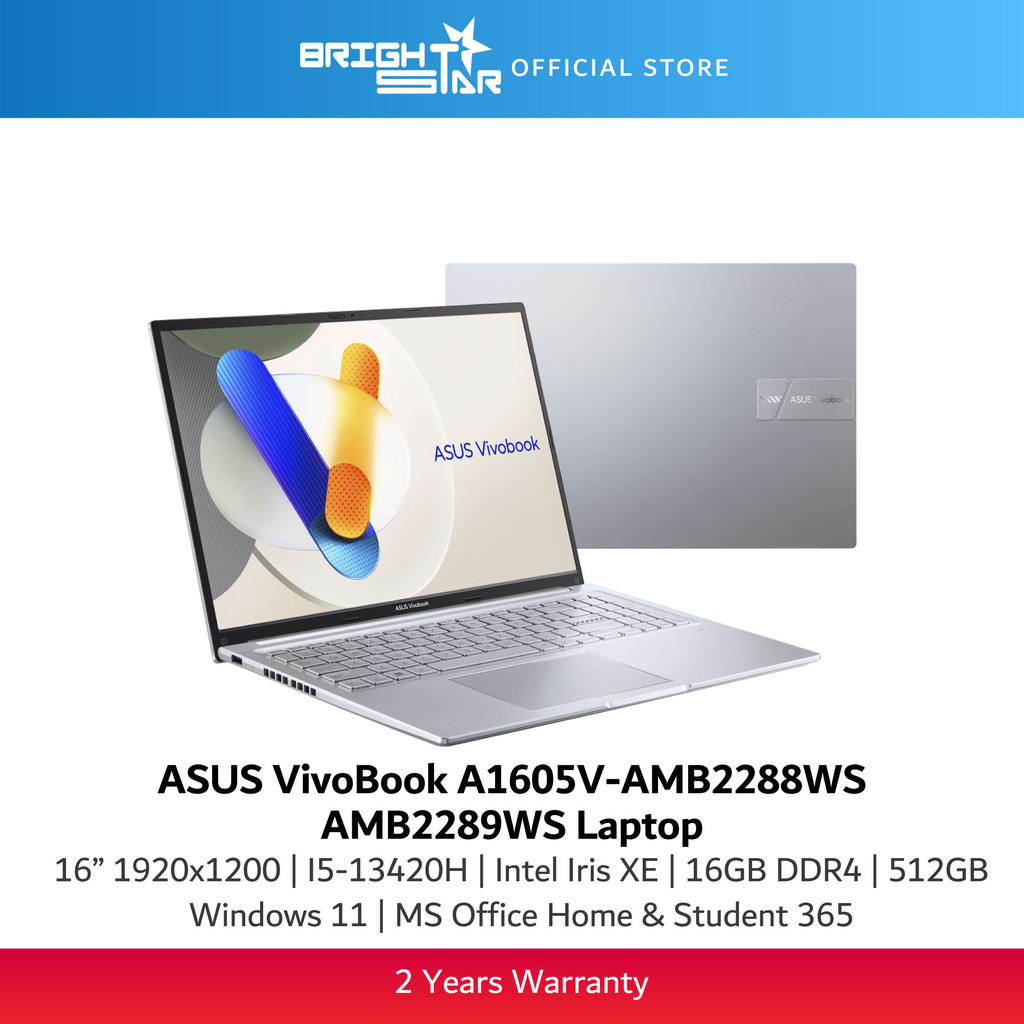 ASUS Vivobook 16 A1605V-AMB2288WS/AMB2289WS Laptop - 16" WUXGA/I5-13420H/Intel UHD/16GB D4/512GB/Win11