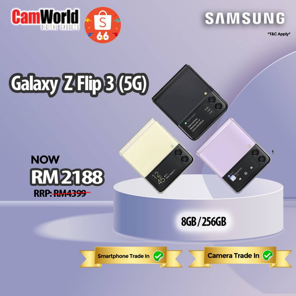 Samsung Galaxy Z Flip 3 5G / Flip3 ( 8GB + 256 GB ) Single