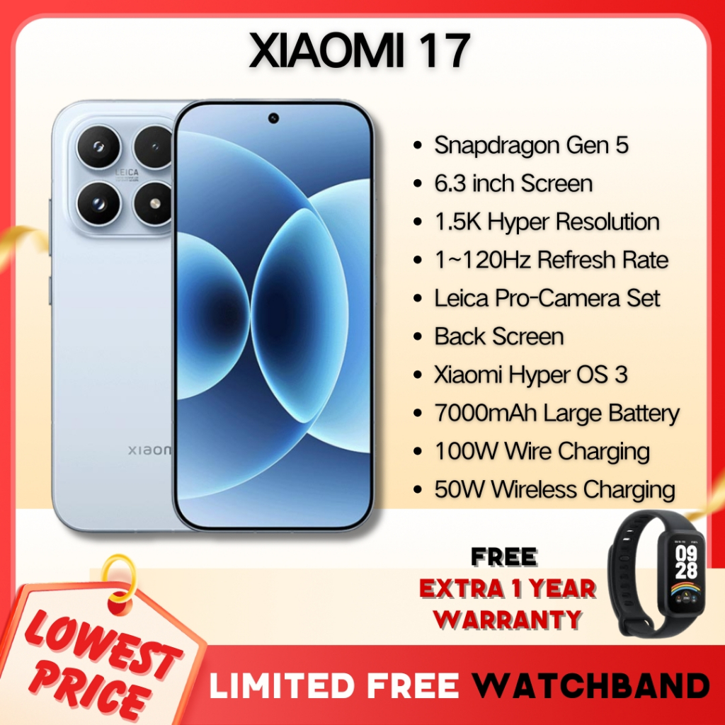[Lowest Price] Xiaomi 17 | 6.3 inch | Hyper OS 3 | 50MP Leica Camera | Snapdragon 8 Elite Gen 5
