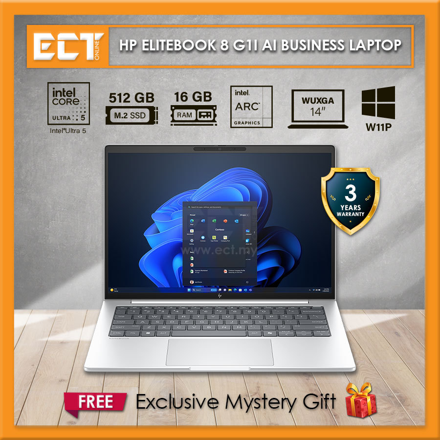 HP Elitebook 8 G1i AI Business Laptop (Ultra 5-235U 4.90Ghz,512GB SSD,16GB D5,14" WUXGA,W11P) - 3 Years Warranty