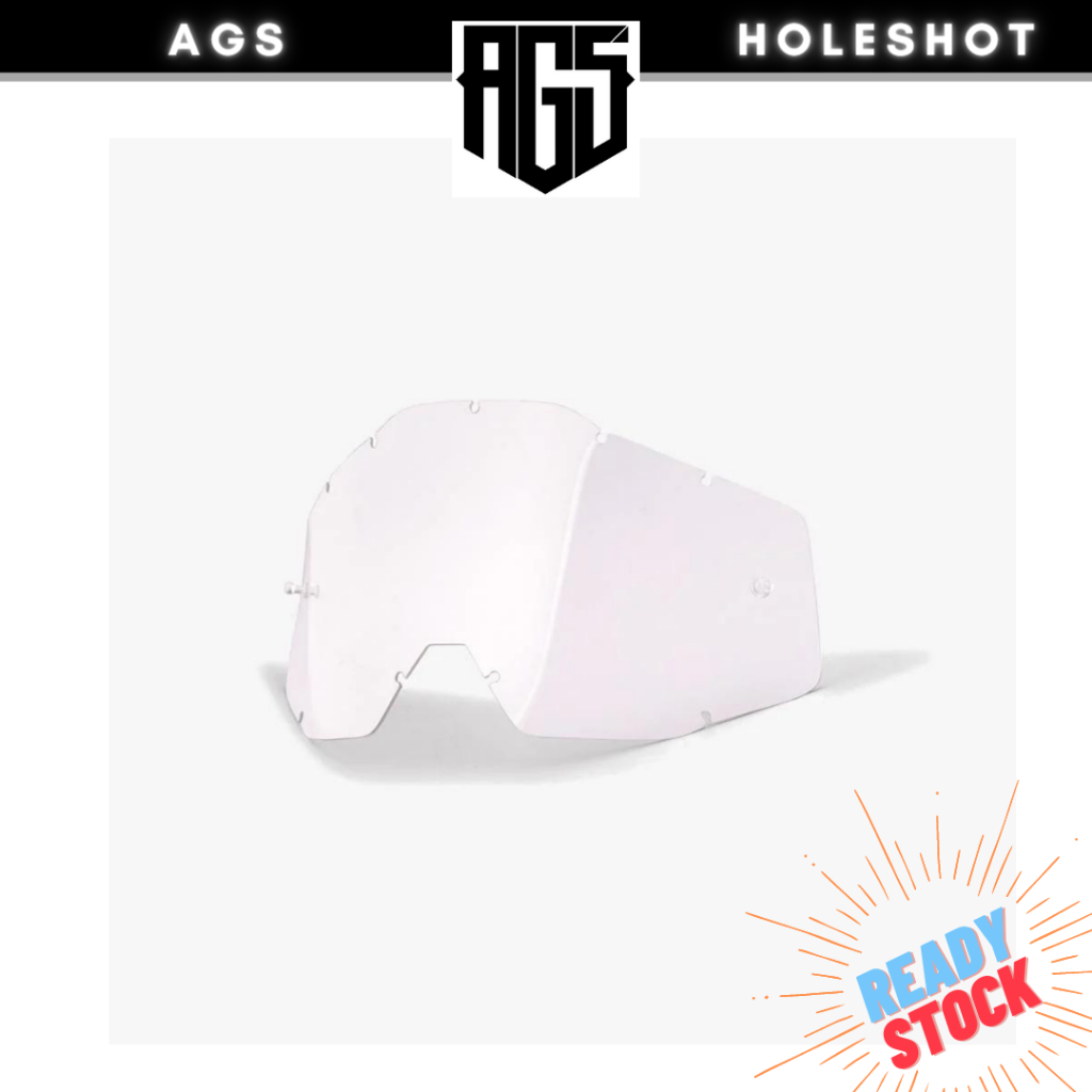100% RACECRAFT/ACCURI/STRATA - Clear Anti-Fog (Cylindrical Shield Lens)