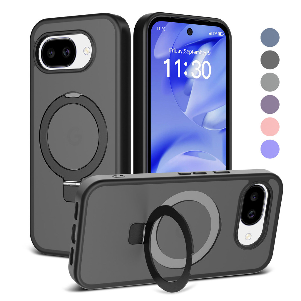 Mag-Stand Designed for Google Pixel 10A/ 9/9Pro/ Pixel 10/10 Pro,Pixel 9 Pro XL/Pixel 10 Pro XL Case,Upgraded [All-in-1] Invisible Ring Kickstand Transparent Matte Phone Case Cover