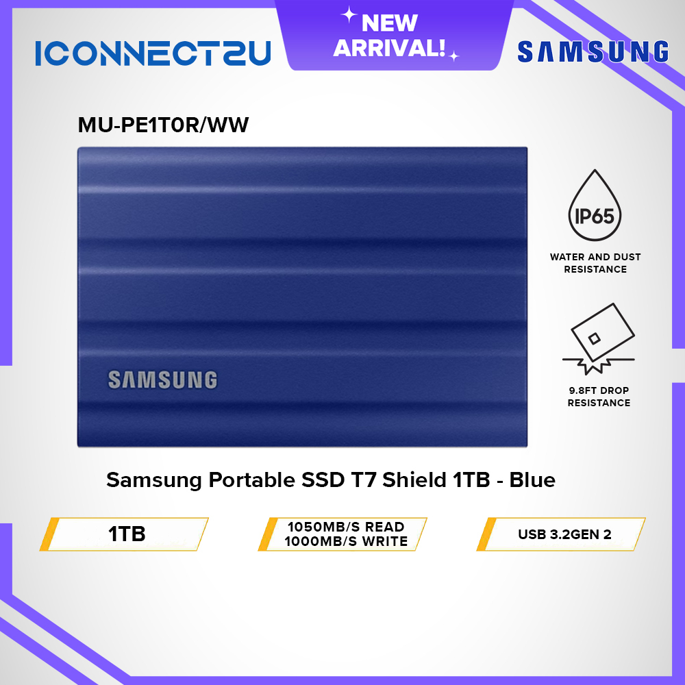Samsung Portable SSD T7 Shield USB 3.2 1TB (Blue) - MU-PE1T0R/WW