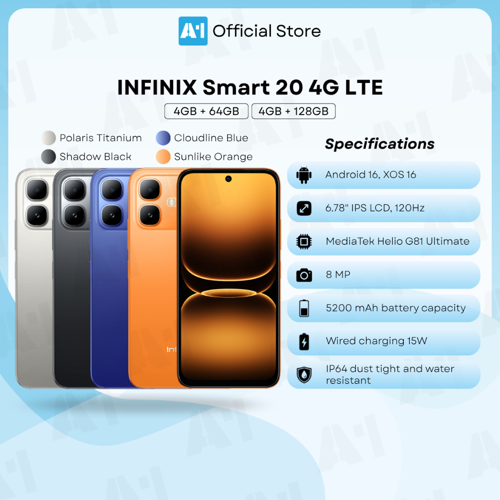 Infinix Smart 20 4G LTE/X6840B (4GB+64GB/128GB) Infinix Malaysia Set