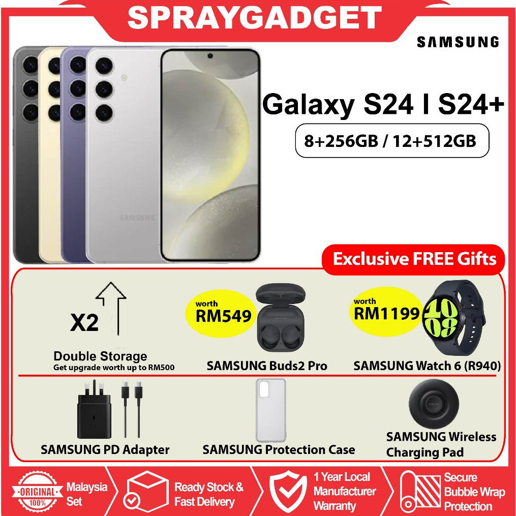 Samsung Galaxy S24 5G / Galaxy S24+ 5G (8+256GB/ 12+256GB/ 12+512GB)🎁Original Samsung Malaysia Warranty