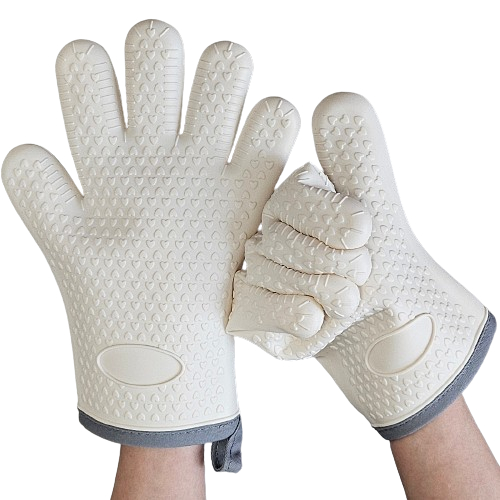 Allander Kitchen Oven Mitts, Heat Resistant Silicone Pot Holders, Non-Slip, Comfortable Fit, White, 1 Pair