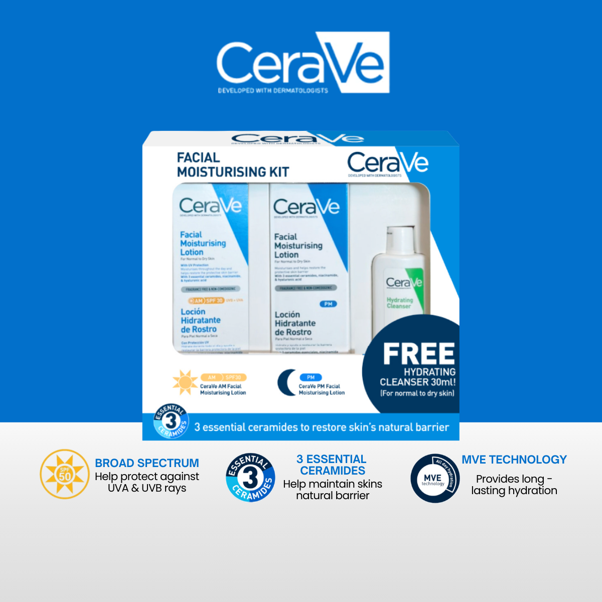 CERAVE Facial Moisturising Lotion 52ml (AM / PM)