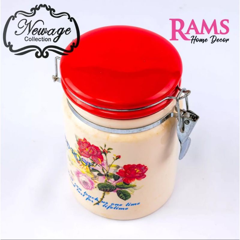 NEWAGE 4PCS CERAMIC CANISTER SET WITH LID 500ML-1200ML/ FOOD STORAGE AIRTIGHT/SNACK CONDIMENT