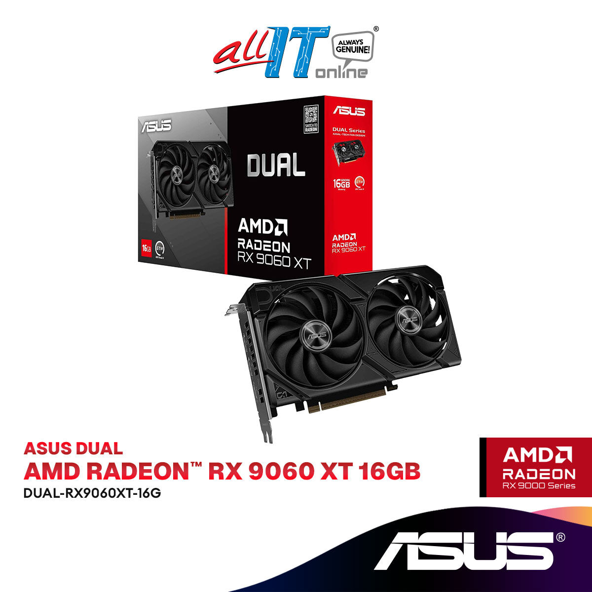 ASUS DUAL AMD Radeon RX 9060 XT 8GB/16GB GDDR6 Graphics Card | DUAL-RX9060XT-8G // DUAL-RX9060XT-16G