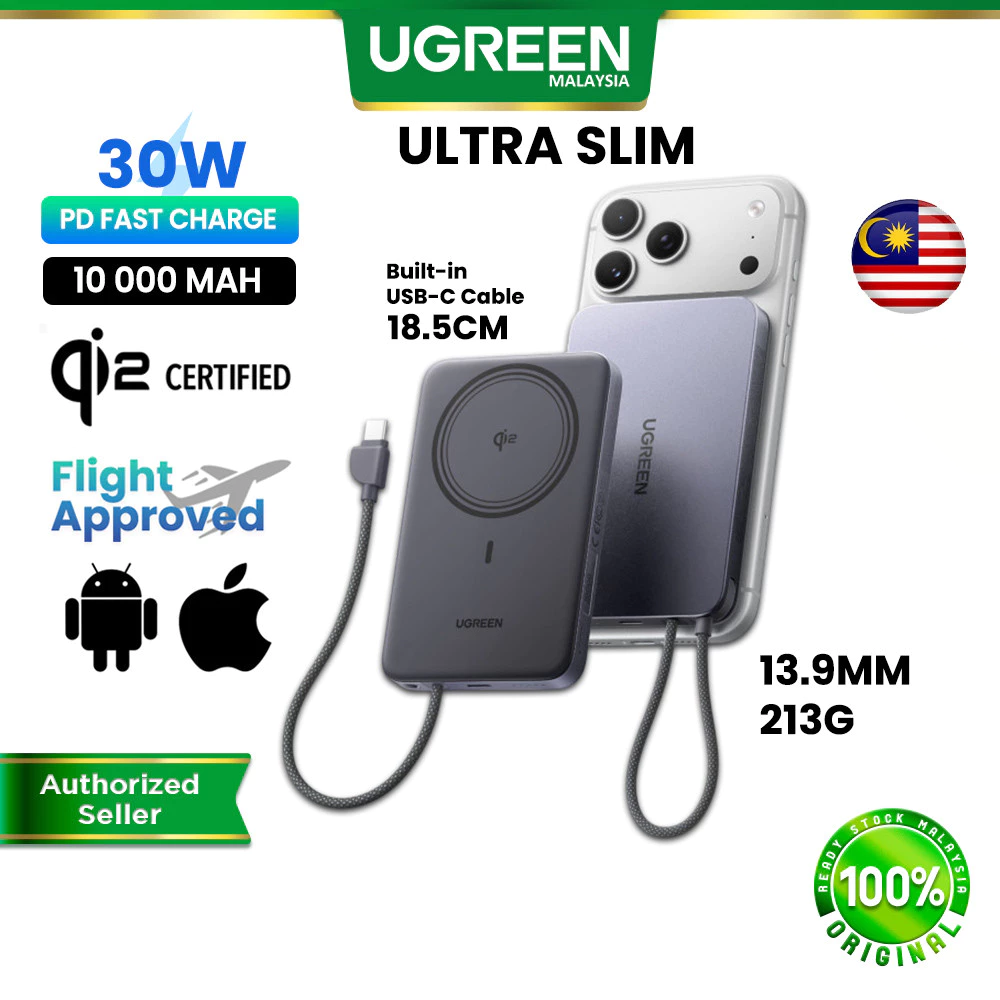 【Ultra Slim】UGREEN Qi2 5000mAh Magnetic Powerbank Magsafe Magflow Air Thin Portable Travel Lightweight PD 20W Fast Wireless Charging ATL Battery For iPhone 17/16/15 S26 S25 S24