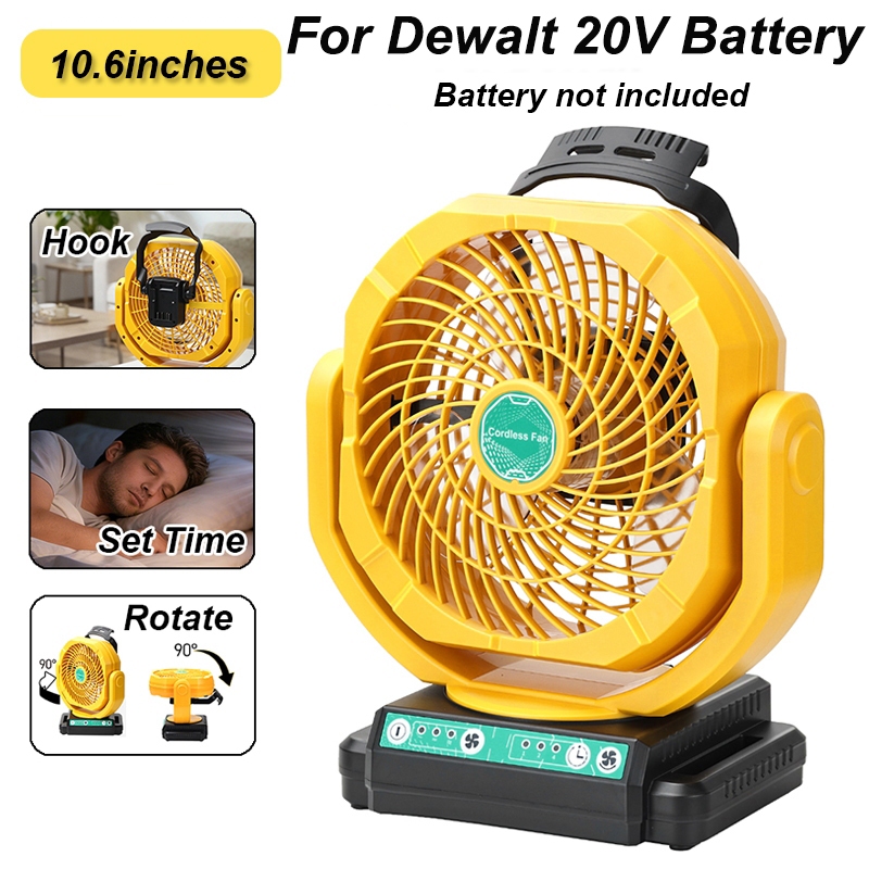 11inches Cordless Camping Fan For DeWalt 20V Lithium battery Jobsite Fan Timer-controlled Portable outdoor Fan Hangable Fan
