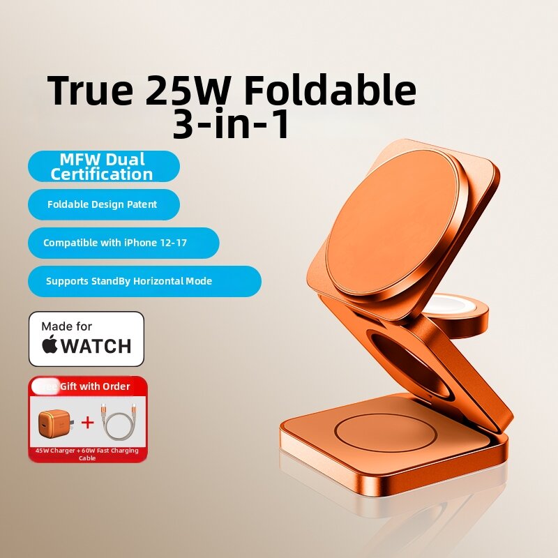 Portable 3-in-1 Wireless Fast Charging Station