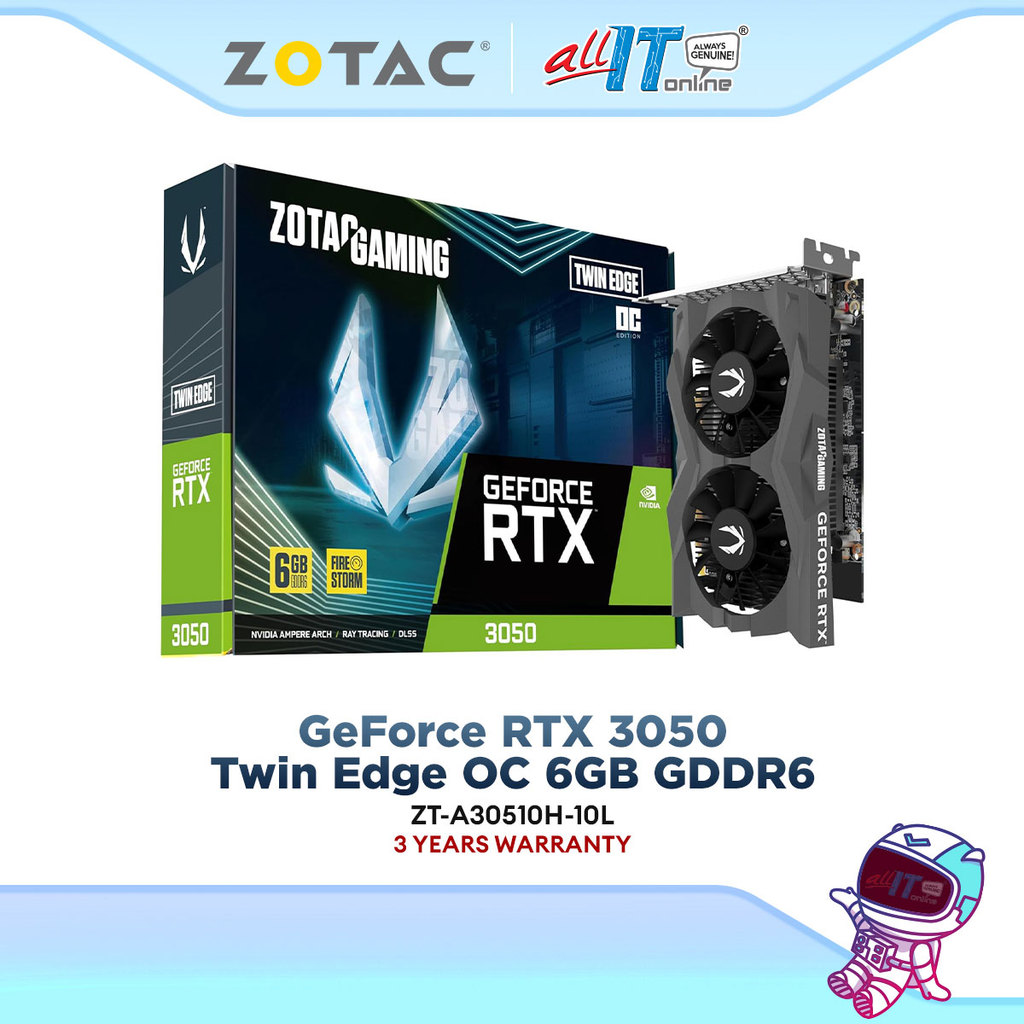 ZOTAC GeForce RTX 3050 Twin Edge OC 6GB GDDR6 Graphics Card | ZT-A30510H-10L
