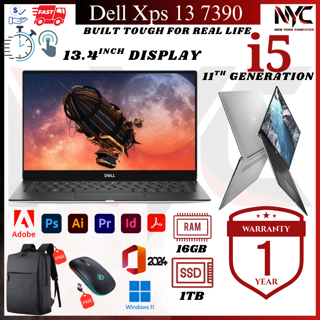 Dell XPS 13 7390 | Intel Core i5 10th/11th Gen | 8GB RAM | 256GB–1TB SSD | 13.3” FHD/FHD+ Display