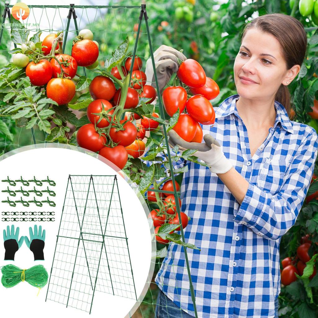 Cucumber Trellis Adjustable Size A Frame Garden Trellis with Climbing Net for Climbing Plant Outdoors SHOPSKC3247