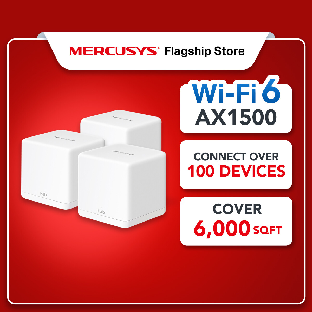 Mercusys Halo H60X AX1500 Whole Home Mesh WiFi 6 System | 1500Mbps & Seamless Roaming