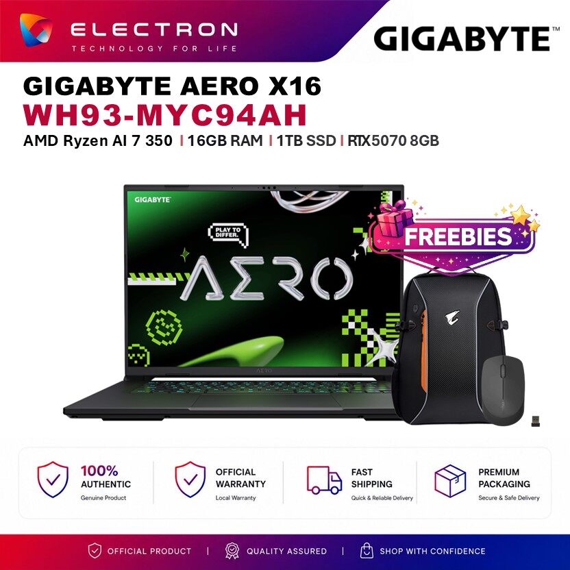GIGABYTE AERO X16 1WH93-MYC94AH 16" WQXGA 165Hz Laptop Space Gray ( Al 7 350 16GB 1TB SSD RTX5070 8GB W11 )