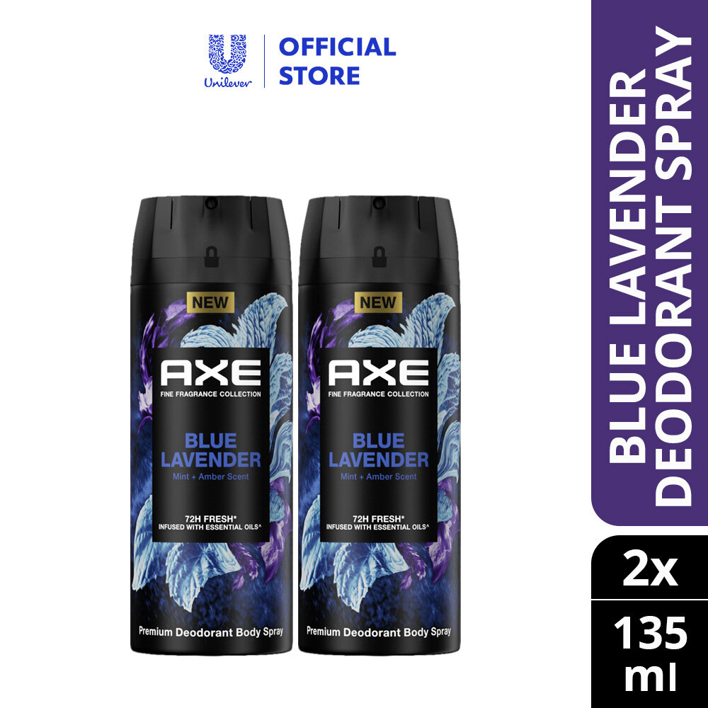 AXE Fine Fragrance Premium Deodorant Body Spray 135ml (Aqua Bergamot / Black Vanilla / Blue Lavender)