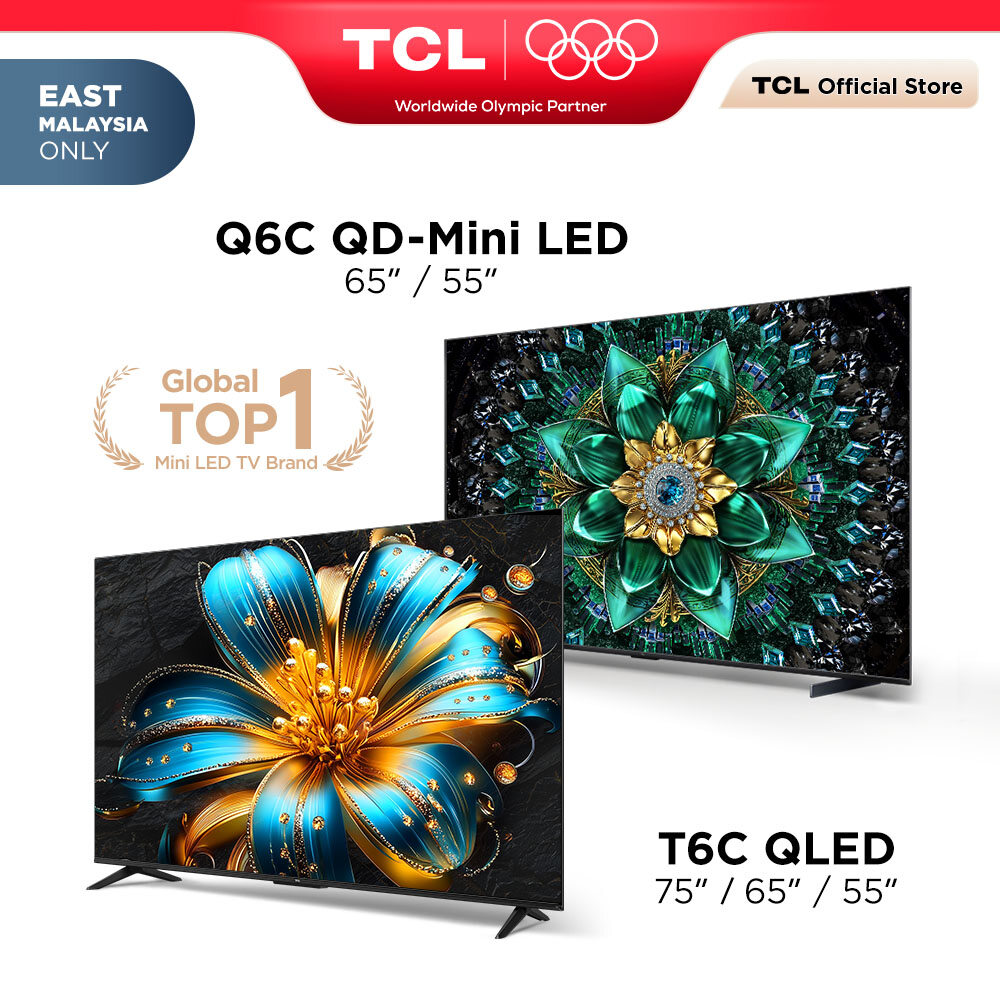 [Sabah/Srwk Only] TCL TV T6C Q6C Series 55 Inch TV Premium QD Mini LED 4K TV with HDR 3500 nits 144hz IMAX Enhanced QLED PRO East Malaysia only
