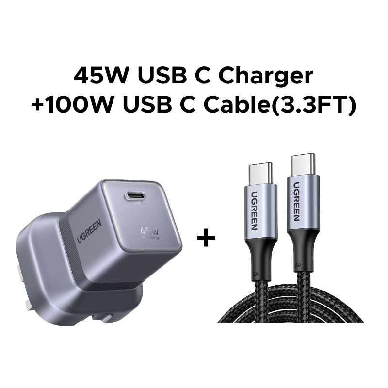 【Nexode Air】UGREEN 45W GaN Ultra Mini Charger USB C Port Charger Fast Wall Charger with QC PD Portable for iPad Pro iPhone 17 16 15 Pro Max iPhone 16 15 Plus Samsung S26 Ultra S25 Switch 2
