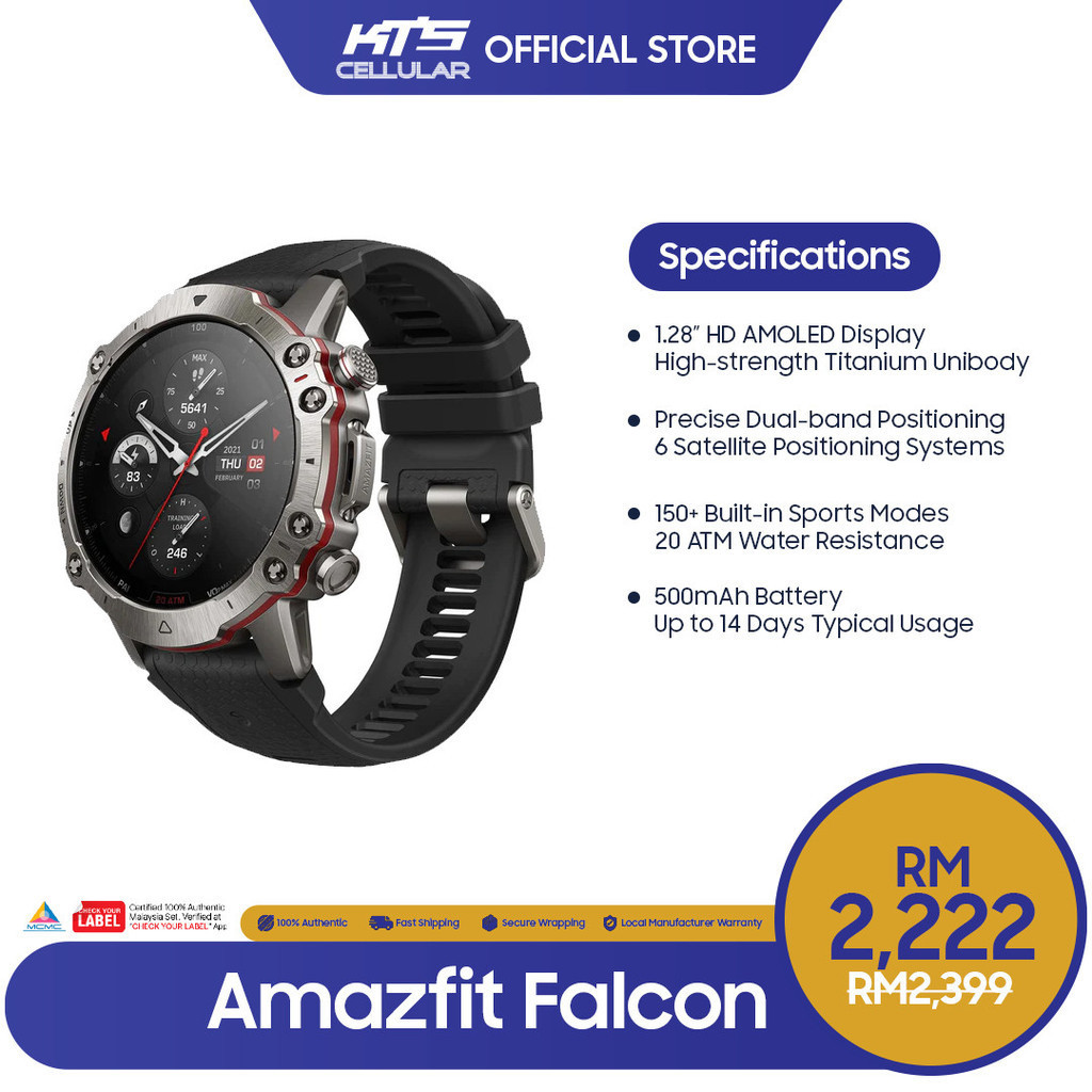 Amazfit Falcon Smartwatch - Original 1 Year Warranty by Amazfit Malaysia