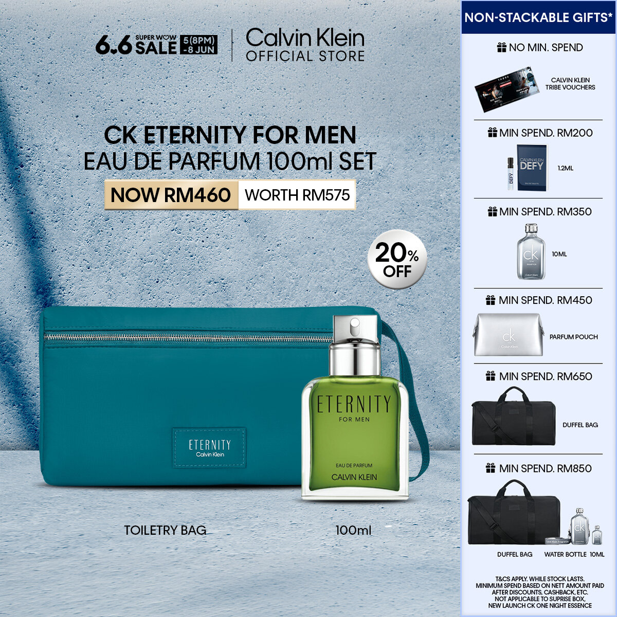 [6.6 Exclusive]Calvin Klein Eternity For Men Eau De Parfum 100ml - EDP For Him (Male Perfume) Set