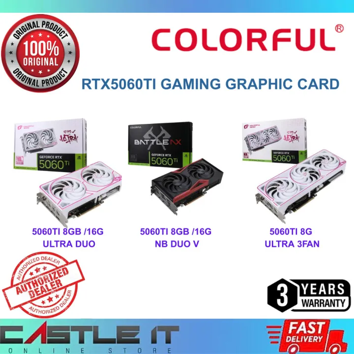 Colorful Nvidia RTX 5060 Ti ULTRA W DUO OC-V 16GB / 8GB GeForce RTX5060Ti Gaming Graphic Card | Lazada Malaysia