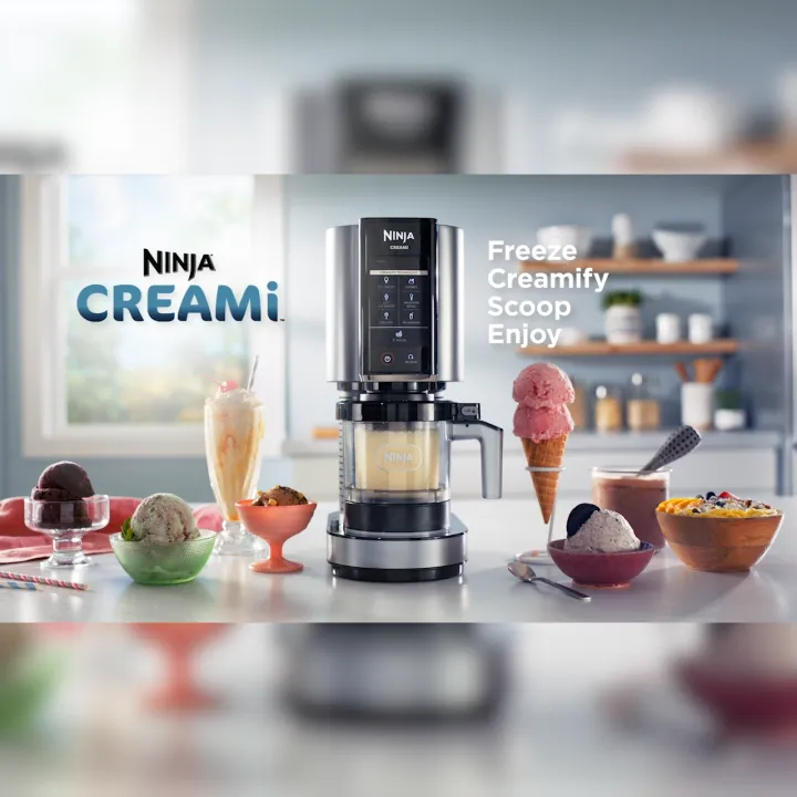 Ninja CREAMi Ice Cream Maker & Frozen Dessert Maker with 3 Tubs, 7 Programs, Makes Ice Cream, Gelato, Sorbet, Smoothie Bowl, Milkshakes and more, Black/Silver, Makes 1.4L of Ice Cream, Ninja NC300 | Lazada Malaysia