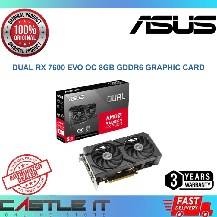 ASUS DUAL RX7600 O8G EVO AMD Radeon RX 7600 OC 8GB GDDR6 Graphic Card DUAL-RX7600-O8G-EVO | Lazada Malaysia