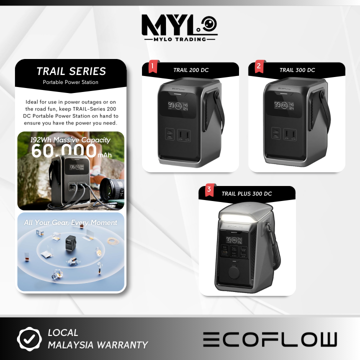 EcoFlow Trail 300 | 300 Plus | 200 DC Portable Power Station 288Wh Ultra-light LiFePO4 Battery Bank 300W Solar Generator | Lazada Malaysia
