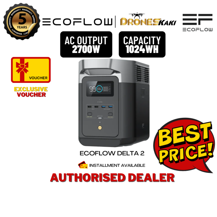 EcoFlow DELTA 2 Portable Power Station | 1800W (Surge 2700W) | 1024Wh (320,000mAh) | Lazada Malaysia