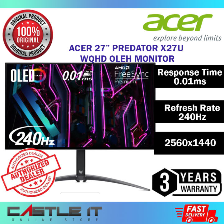 Acer PREDATOR X27U 27" WQHD OLED 240HZ 0.01MS FreeSync HDR10 Premium Gaming Monitor (UM.HXXSM.001) | Lazada Malaysia