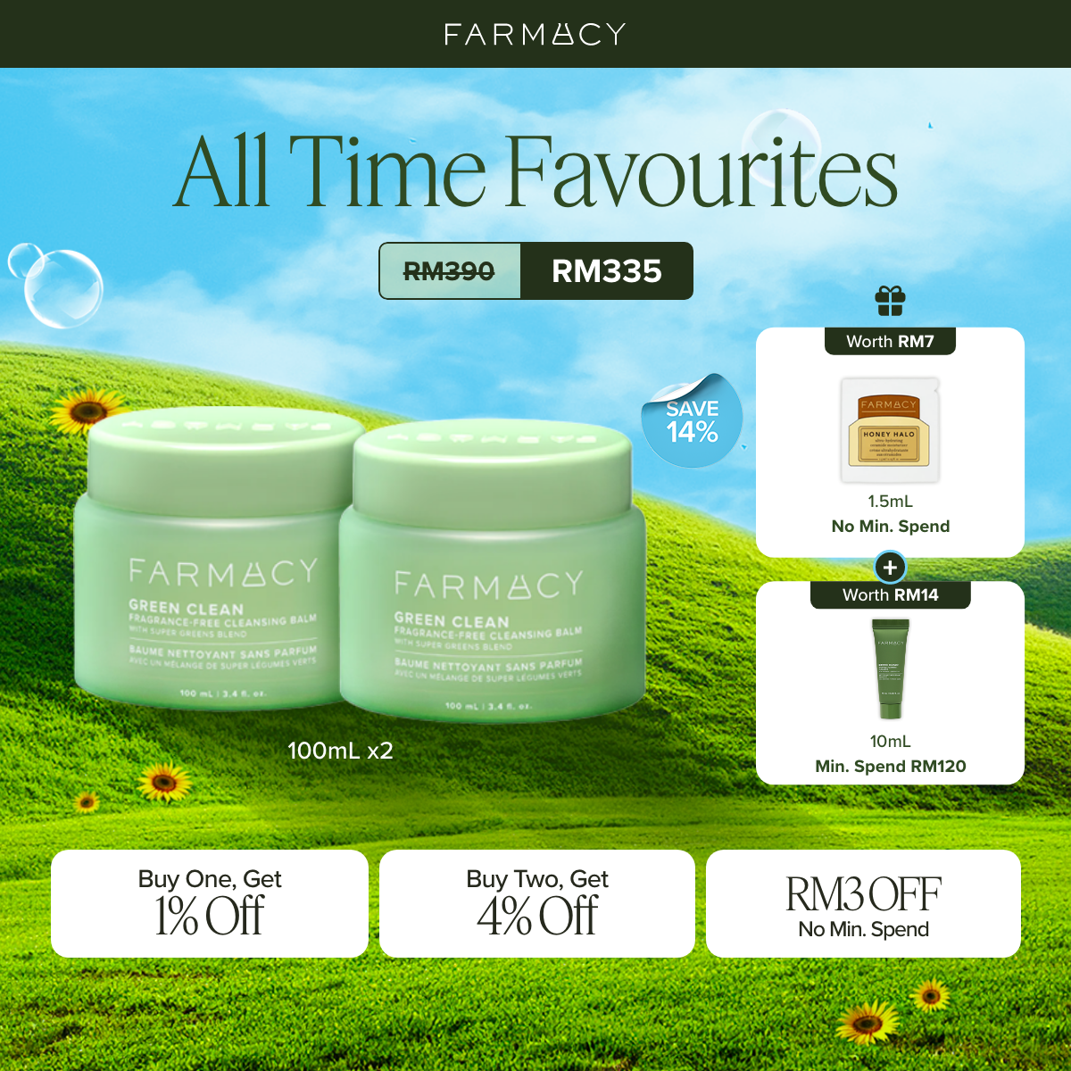 Farmacy Green Clean Fragrance Free Cleansing Balm - Smoothing Makeup Remover