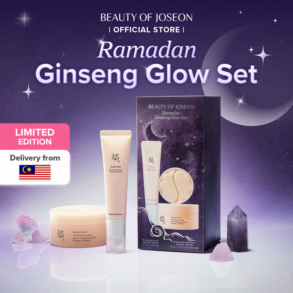 [Hot selling products][Exclusive Set] Beauty of Joseon Ramadan Ginseng Glow Set Ginseng + Retinal (Eye Serum 30ml + Under Eye Patch 60pcs) Anti Aging Kedut Dark Circle & Firming