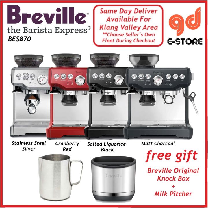 Breville BES870 Barista Express Espresso Coffee Machine Stainless Steel Silver Charcoal Red Salted Liquorice Black | Lazada Malaysia