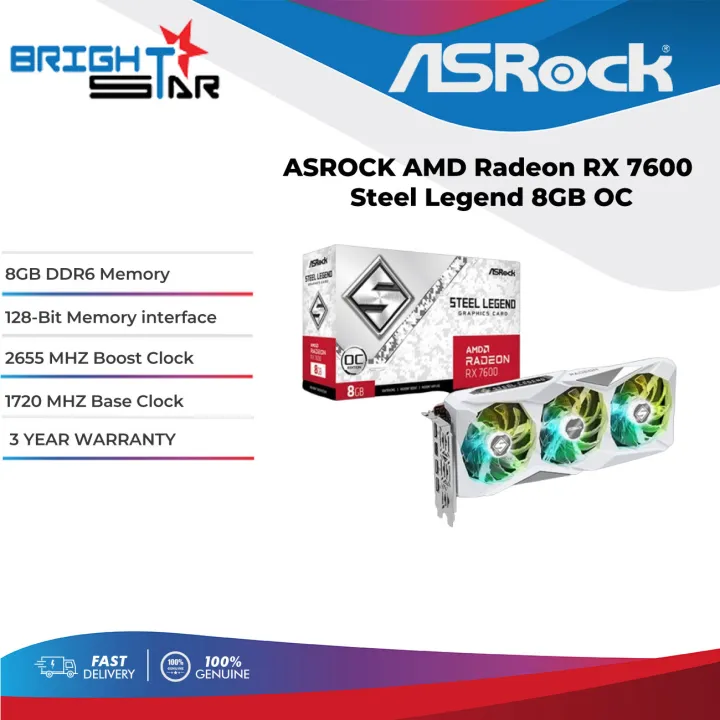 ASROCK AMD Radeon RX 7600 Steel Legend 8GB OC | Lazada Malaysia