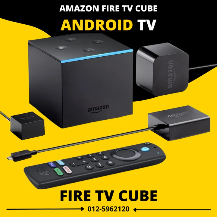 Fire TV Cube | Hands-free streaming device with Alexa | 4K Ultra HD | Dolby Atmos | 3rd Gen NEW REMOTE CONTROL | certified Android TV (refurbished unit) | Lazada Malaysia