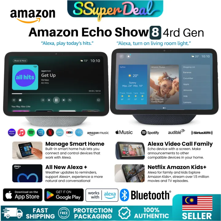 Amazon Echo Show 8 (4nd Gen) 8.7inch Touch Screen Smart Home Hub Alexa Video Call Digital Photos Netflix Spotify Youtube | Lazada Malaysia