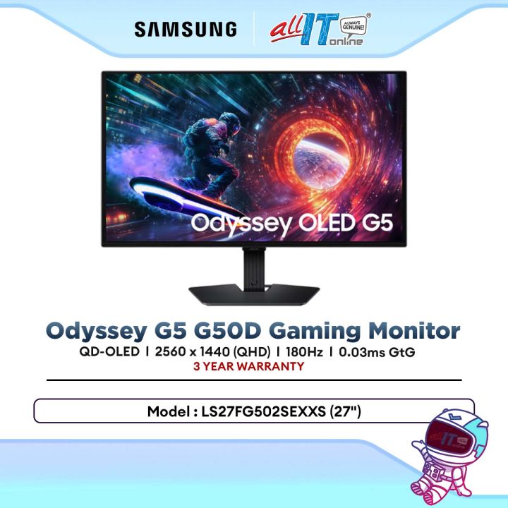 SAMSUNG Odyssey G5 G50SF 27" QHD QD-OLED 180Hz Gaming Monitor | 0.03ms | AMD FreeSync Premium | Glare Free | LS27FG502SEXXS | Lazada Malaysia
