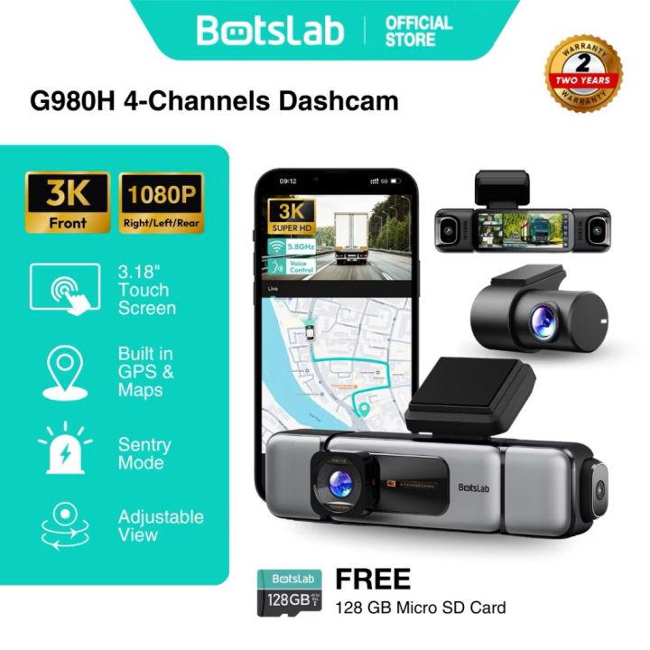 Botslab G980H 4-Channels 3K + 3x 1080P Front + Rear + Sides Dashcam Camera 360 Dashcam | Lazada Malaysia