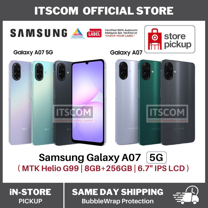 SAMSUNG Galaxy A07 LTE / 5G Smartphone 8GB + 256GB ROM MediaTek G99 6.7″ display 5000mAh Battery